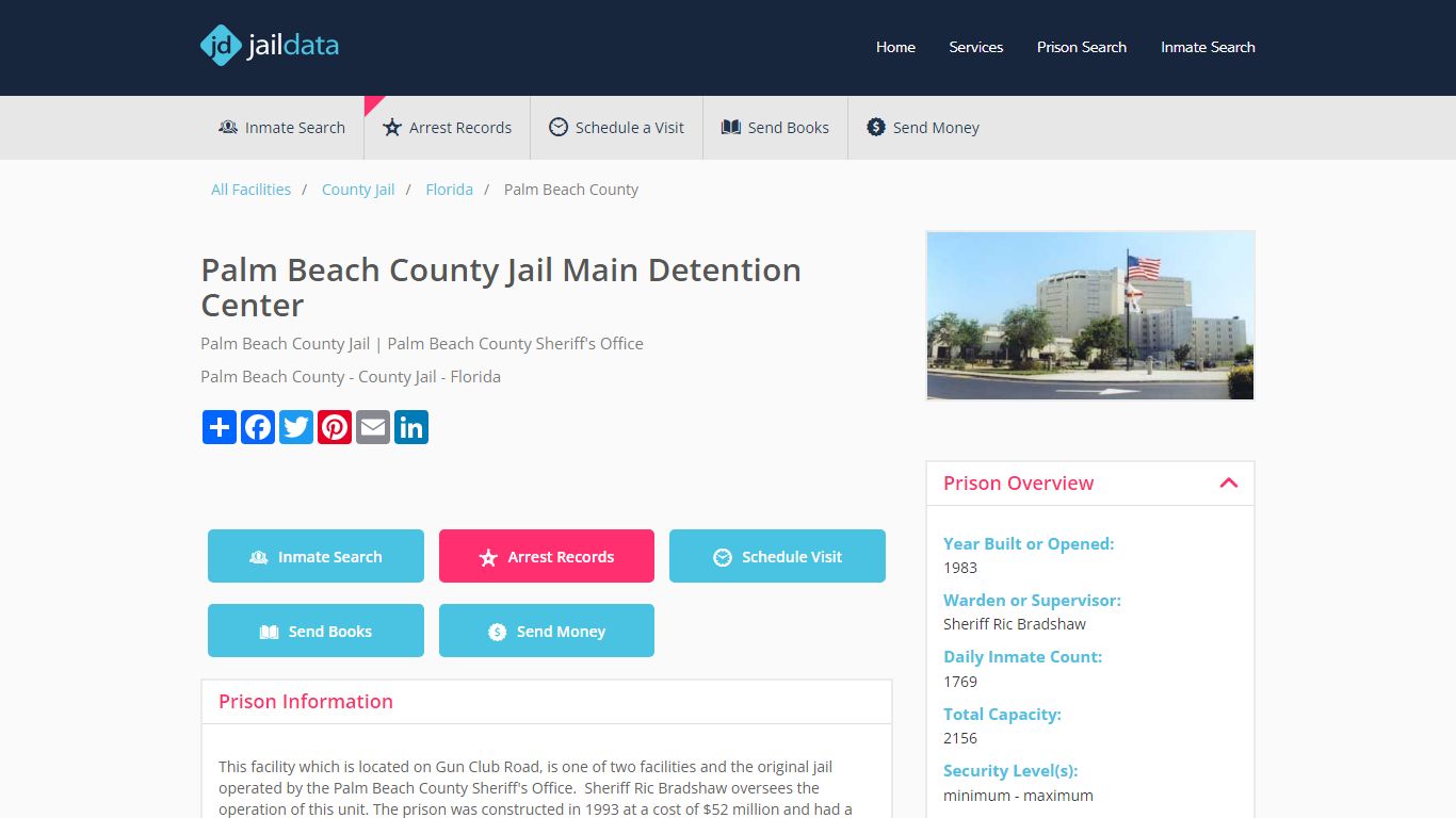 Palm Beach County Jail Main Detention Center Inmate Search and Prisoner ...
